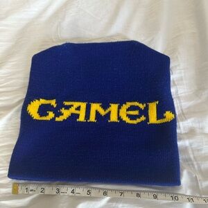 Vintage 80’s/90s Camel Cigarettes Blue Yellow Logo Knit Beanie Hat
